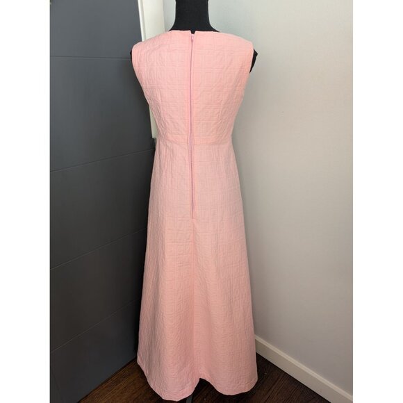 Vintage 60's Handmade Pink Textured Sleeveless Square Neck Maxi Dress - Picture 3 of 8
